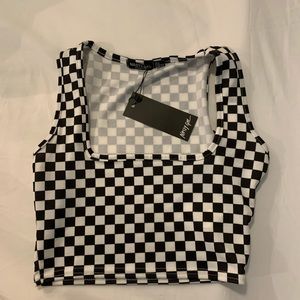 black and white checkered nasty gal tank top